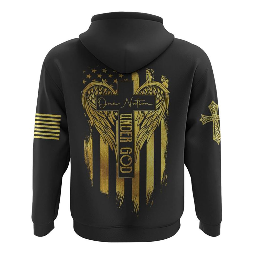 Only God Can Judge Me One Nation Under God Cross Flag All Over Print 3D Hoodie, Christian Hoodie, Christian Sweatshirt, Bible Verse Shirt