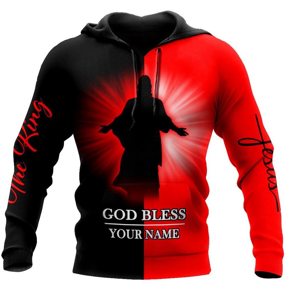 Personalized God Bless Jesus Is My King God 3D Hoodie For Man And Women, Jesus Printed 3D Hoodie