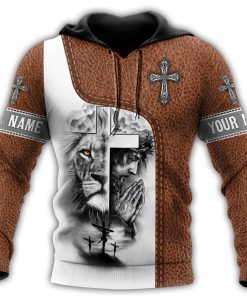 Personalized God Bless Lion Jesus And Cross Printed Design God 3D Hoodie For Man And Women, Jesus Printed 3D Hoodie