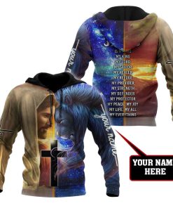 Personalized God Lion And Cross Jesus Is My Peace My Strength God 3D Hoodie For Man And Women, Jesus Printed 3D Hoodie