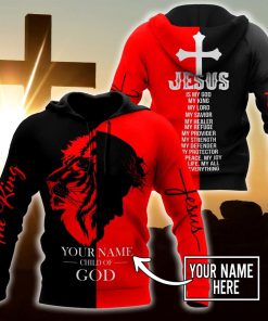 Personalized Lion Red And Jesus Is The King God 3D Hoodie For Man And Women, Jesus Printed 3D Hoodie