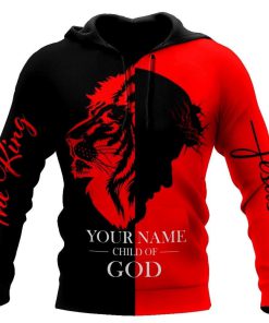 Personalized Lion Red And Jesus Is The King God 3D Hoodie For Man And Women, Jesus Printed 3D Hoodie