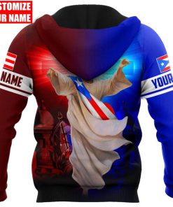 Personalized Puerto Rico Jesus Cross Light God 3D Hoodie For Man And Women, Jesus Printed 3D Hoodie
