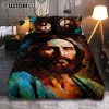 Portrait Of Jesus With The Crown Of Thorn Quilt Bedding Set Prints - Jesus Quilt Bedding Set Art - Christian Bedroom Decor