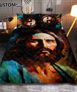 Portrait Of Jesus Quilt Bedding Set Prints - Jesus Quilt Bedding Set Art - Christian Bedroom Decor