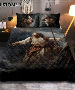 Power Jesus Christ Came To Rescue A Fishing Boat Quilt Bedding Set Prints - Jesus Quilt Bedding Set Art - Christian Bedroom Decor