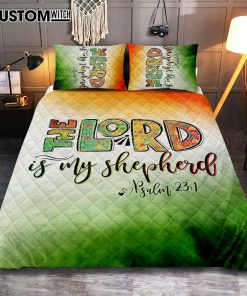 Psalm 231 The Lord Is My Shepherd Quilt Bedding Set Bedroom - Christian Quilt Bedding Set Prints - Religious Cover Twin Bedding Decor