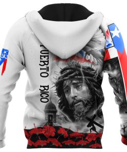 Puerto Rico Jesus Dove Cross Maga Flower God 3D Hoodie For Man And Women, Jesus Printed 3D Hoodie