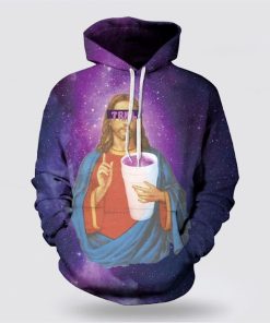 Purple Drank Jesus 3D Hoodies For Women Men, God 3D Printed Hoodie, Christian Apparel Hoodies