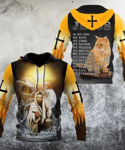 Pussy Cat Cross And Jesus Is My Savior God 3D Hoodie For Man And Women, Jesus Printed 3D Hoodie