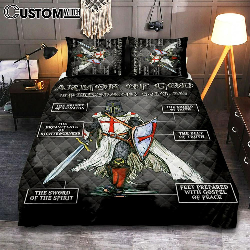 Put On The Full Armor Of God Warrior Of Christ Quilt Bedding Set Bedroom - Christian Home Decor - Religious Art