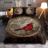 Radiance Jesus And Snow Cardinal Quilt Bedding Set Prints - Jesus Christ Quilt Bedding Set Art - Christian Cover Twin Bedding Decor