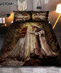 Red Head Women And Jesus In A Beautiful Forest Quilt Bedding Set - Christian Bedroom - Religious Home Decor
