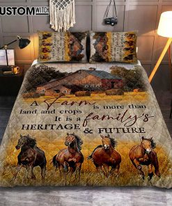 Running Horse A Farm Is More Than Land And Crops Quilt Bedding Set Print - Inspirational Quilt Bedding Set Art - Christian Bedroom Home Decor