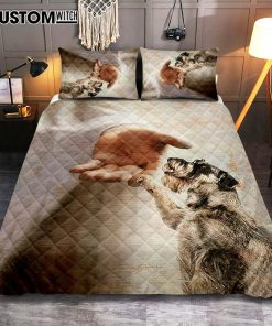 Schnauzer Dog Jesus Take My Hand Quilt Bedding Set Cover Twin Bedding Decor - Christian Bedroom - Gift For Dog Lover