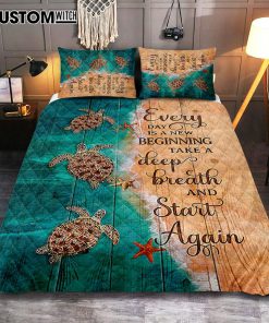 Sea Turtle Little Starfish To The Ocean I Go Quilt Bedding Set Bedroom - Christian Cover Twin Bedding Decor - Gift For Turle Lover