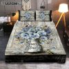Simply Blessed Blue Daisy Flowers Fluffy Cats Quilt Bedding Set Bedroom - Bible Verse Quilt Bedding Set Art - Christian Home Decor