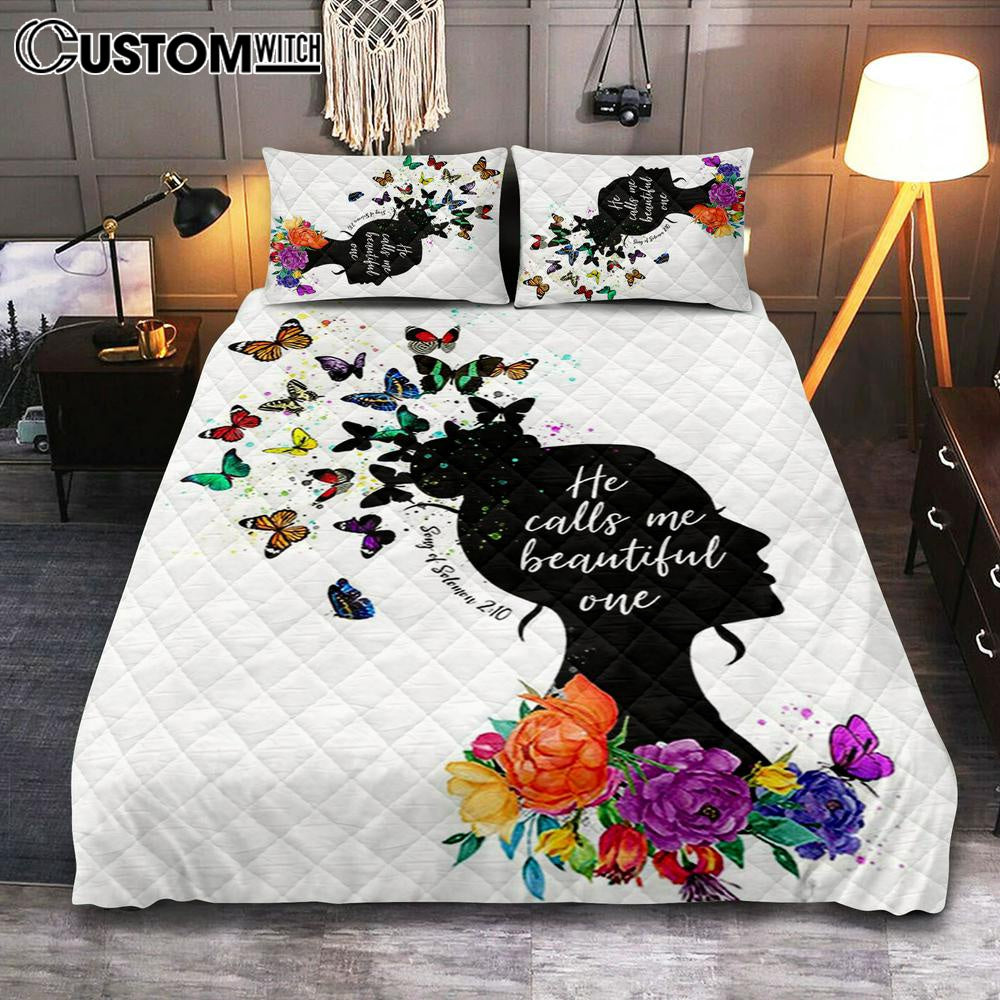 Song Of Solomon 2 10 Quilt Bedding Set - He Calls Me Beautiful One Bedroom - Christian Gifts For Women, Teens, Girls