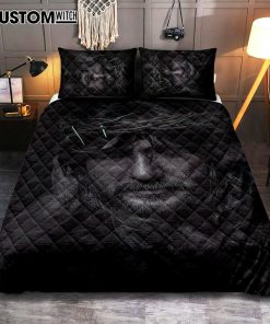 Spiritual Jesus Christ With Crown Of Thorns Quilt Bedding Set Prints - Religious Quilt Bedding Set Art - Christian Cover Twin Bedding Decor