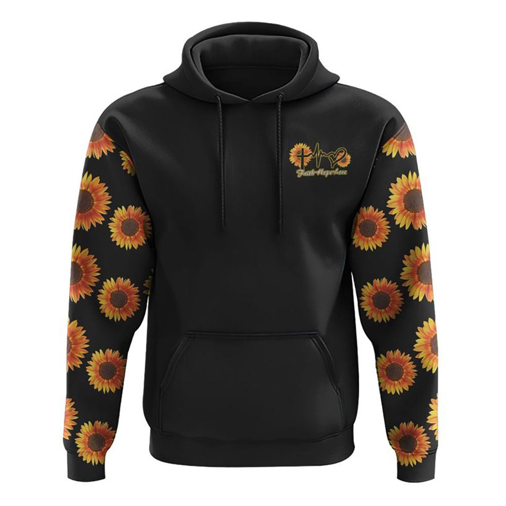 Sunflower Faith Cross Light Wings All Over Print 3D Hoodie, Christian Hoodie, Christian Sweatshirt, Bible Verse Shirt