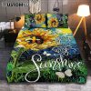 Sunflower Shadow Girl God Is Within Her She Will Not Fail Quilt Bedding Set Art - Christian Art - Bible Verse Bedroom - Religious Home Decor