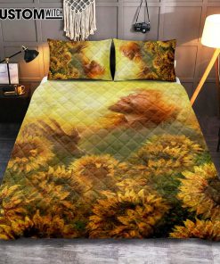 Take A Deep Breath Jesus And Beautiful Sunflower Quilt Bedding Set Prints - Jesus Christ Quilt Bedding Set Art - Christian Cover Twin Bedding Decor