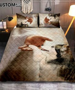 Take My Hand Jesus Siberian Husky Dog Quilt Bedding Set Print - Inspirational Quilt Bedding Set Art - Christian Bedroom Home Decor