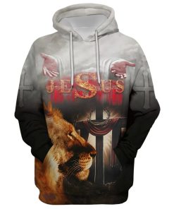 Take My Hand, Jesus The Cross Lion Of Judah Hoodie For Men & Women, God 3D Printed Hoodie, Christian Apparel Hoodies