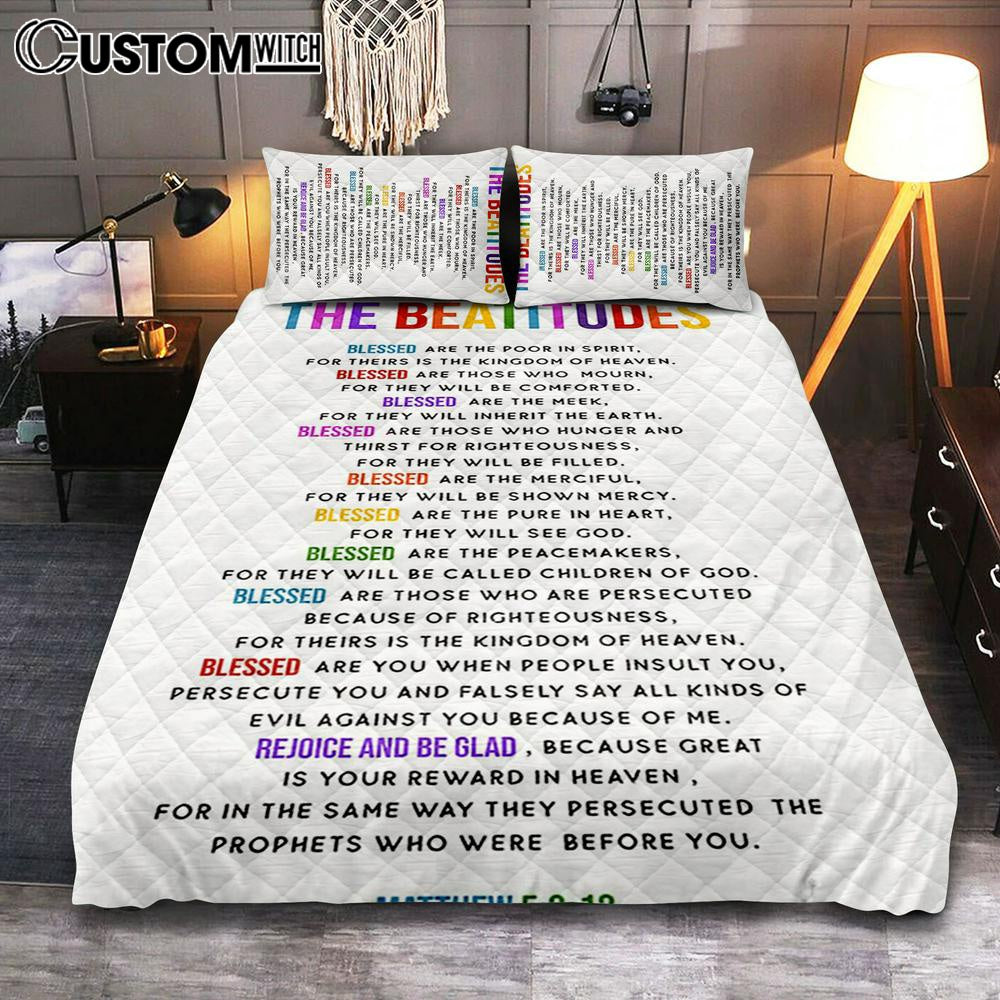 The Beatitudes Quilt Bedding Set Bedroom - Christian Quilt Bedding Set Bedroom Decor