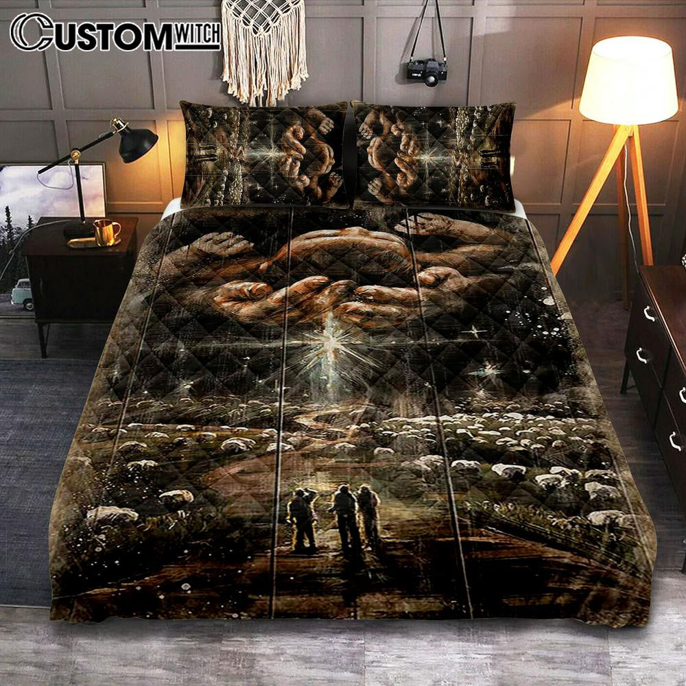 The Day He Was Born Jesus Quilt Bedding Set Art - Christian Art - Bible Verse Bedroom - Religious Home Decor