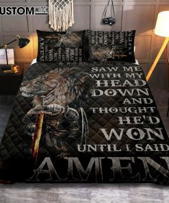 The Devil Saw Me With My Head Down Quilt Bedding Set - Warrior And Lion Quilt Bedding Set Bedroom - Christian Home Decor