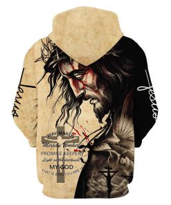 The Face Of Jesus, Way Maker Miracle Worker Promise Keeper My God Hoodie For Men & Women, God 3D Printed Hoodie, Christian Apparel Hoodies