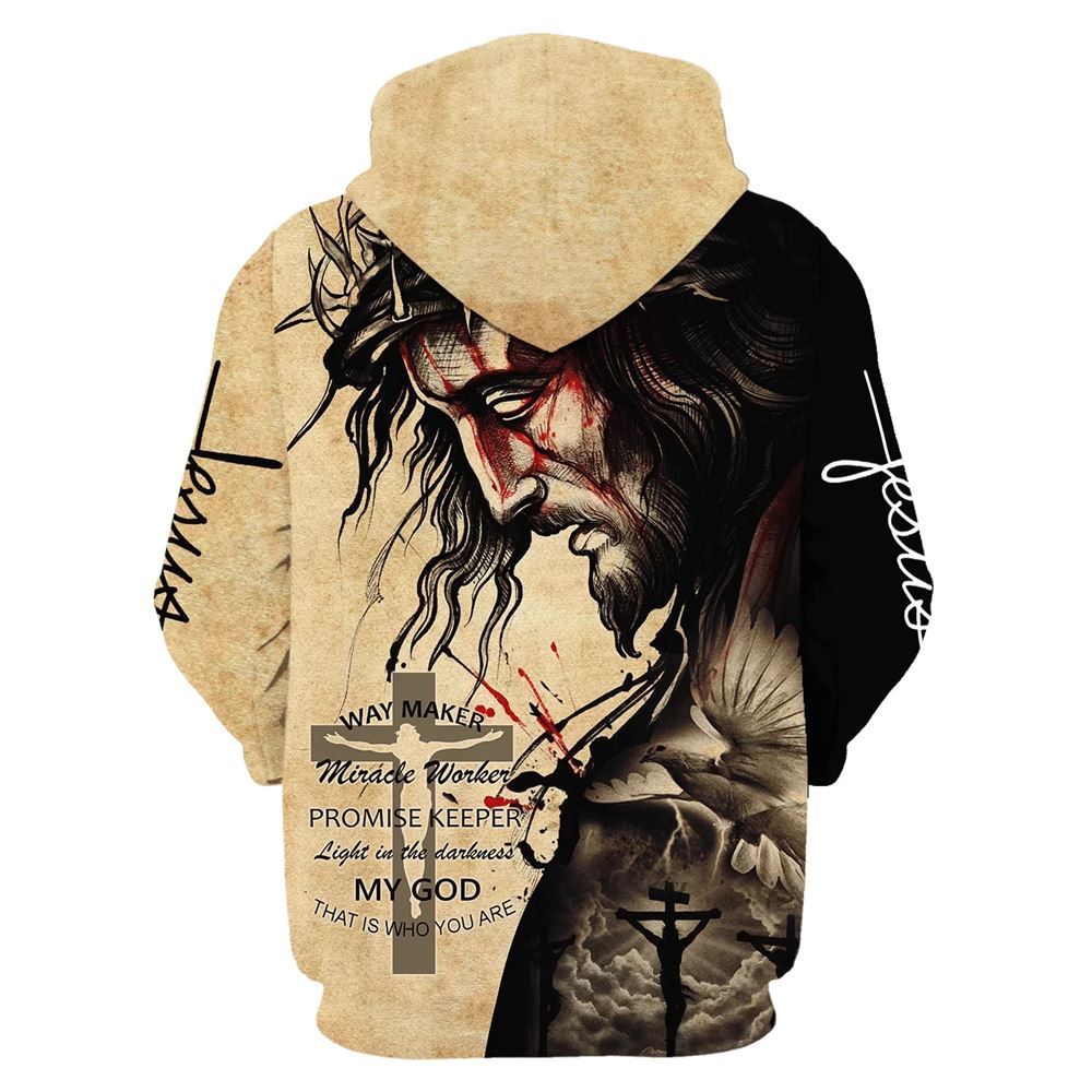 The Face Of Jesus, Way Maker Miracle Worker Promise Keeper My God Hoodie For Men & Women, God 3D Printed Hoodie, Christian Apparel Hoodies
