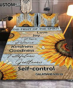 The Fruit Of The Spirit Sunflower Butterfly Quilt Bedding Set Print - Inspirational Quilt Bedding Set Art - Christian Bedroom Home Decor
