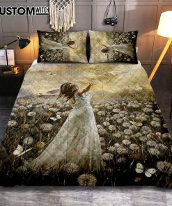 The Hand Of God Beautiful Girl Dandelion Field Quilt Bedding Set Art - Christian Art - Bible Verse Bedroom - Religious Home Decor