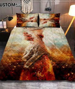 The Hand Of God Jesus Quilt Bedding Set Prints - Jesus Christ Quilt Bedding Set Art - Christian Cover Twin Bedding Decor