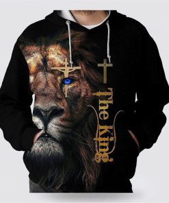The King Lion Cross 3D Hoodies For Women Men, God 3D Printed Hoodie, Christian Apparel Hoodies