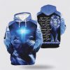 The King Lion Cross Light Blue 3D Hoodies For Women Men, God 3D Printed Hoodie, Christian Apparel Hoodies