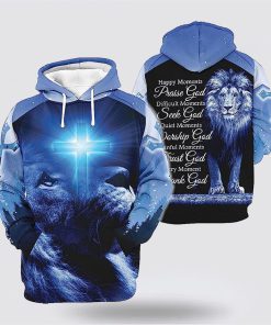 The Lion Cross Happy Moments Praise God 3D Hoodies For Women Men, God 3D Printed Hoodie, Christian Apparel Hoodies