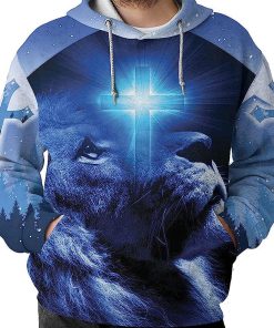 The Lion Cross Happy Moments Praise God 3D Hoodies For Women Men, God 3D Printed Hoodie, Christian Apparel Hoodies