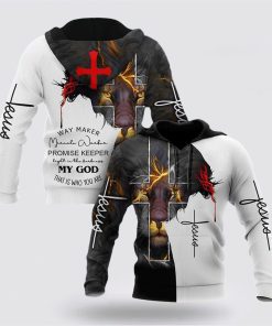 The Lion Cross Way Maker Miracle Worker Promise Keeper 3D Hoodies For Women Men, God 3D Printed Hoodie, Christian Apparel Hoodies