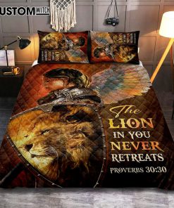 The Lion In You Never Retreats - Woman Warrior Lion Of Judah Quilt Bedding Set Art - Christian Art - Bible Verse Bedroom - Religious Home Decor