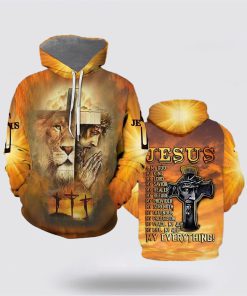 The Lion Jesus Christ Pray Jesus Is My God My King 3D Hoodies For Women Men, God 3D Printed Hoodie, Christian Apparel Hoodies