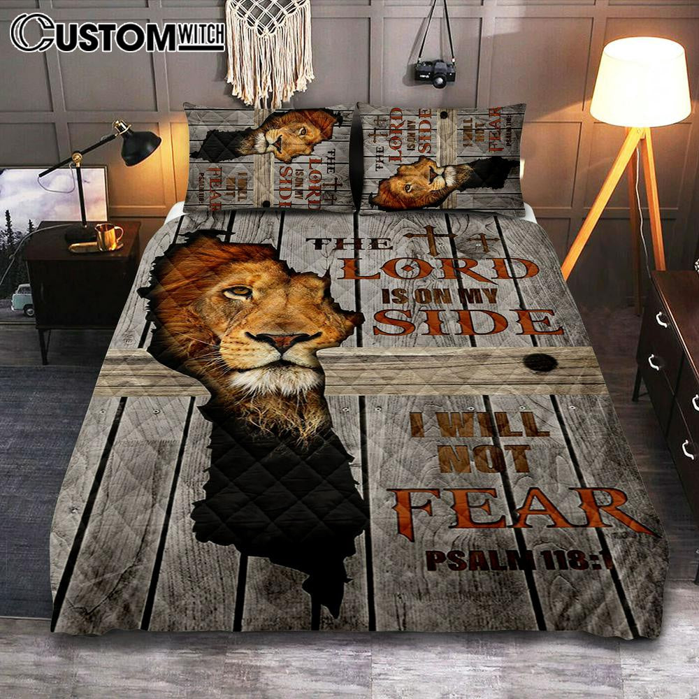 The Lord Is On My Side I Will Not Fear Quilt Bedding Set Bedroom - Christian Cover Twin Bedding Quilt Bedding Set - Religious Quilt Bedding Set Prints