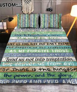 The Lords Prayer Quilt Bedding Set Bedroom - Rustic Religious Cover Twin Bedding Decor - Christian Quilt Bedding Set Bedroom Decor