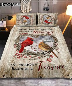 The Memory Becomes A Treasure Heart Of Thorn Red Cardinal Quilt Bedding Set - Christian Bedroom - Religious Home Decor
