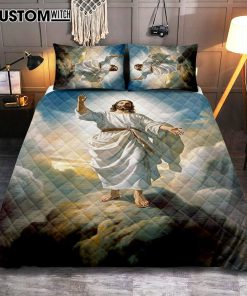 The Picture Of Jesus Creation Quilt Bedding Set Prints - Jesus Quilt Bedding Set Art - Christian Bedroom Decor