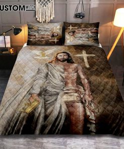 The Return Of Christ Jesus Quilt Bedding Set Prints - Jesus Christ Quilt Bedding Set Art - Christian Cover Twin Bedding Decor