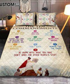 The Ten Commandment Quilt Bedding Set Bedroom - Christian Quilt Bedding Set Bedroom Decor