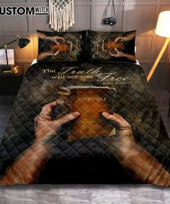 The Truth Will Set You Free Quilt Bedding Set Bedroom - Christian Quilt Bedding Set Prints - Bible Verse Quilt Bedding Set Art